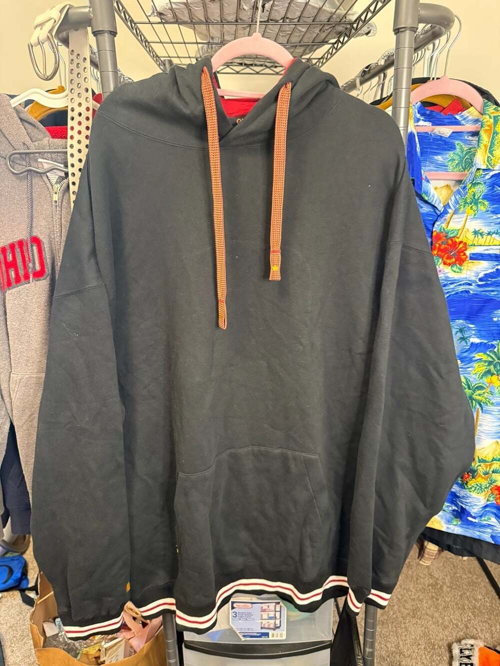 Olde English 800 Brand Graphic Pullover Hoodie with Striped Cuffs